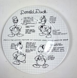 Disney Donald Duck White and Black Sketch Plate